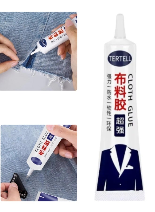 TERTELL Strong Fabric Adhesive Glue 50ML – Clear Drying Waterproof Permanent Sew Glue, Washable & Heat Resistant No-Sew Fabric Repair Glue for Clothes, Patches, Hemming, DIY Crafts, Suitable for All Fabrics - Image 1